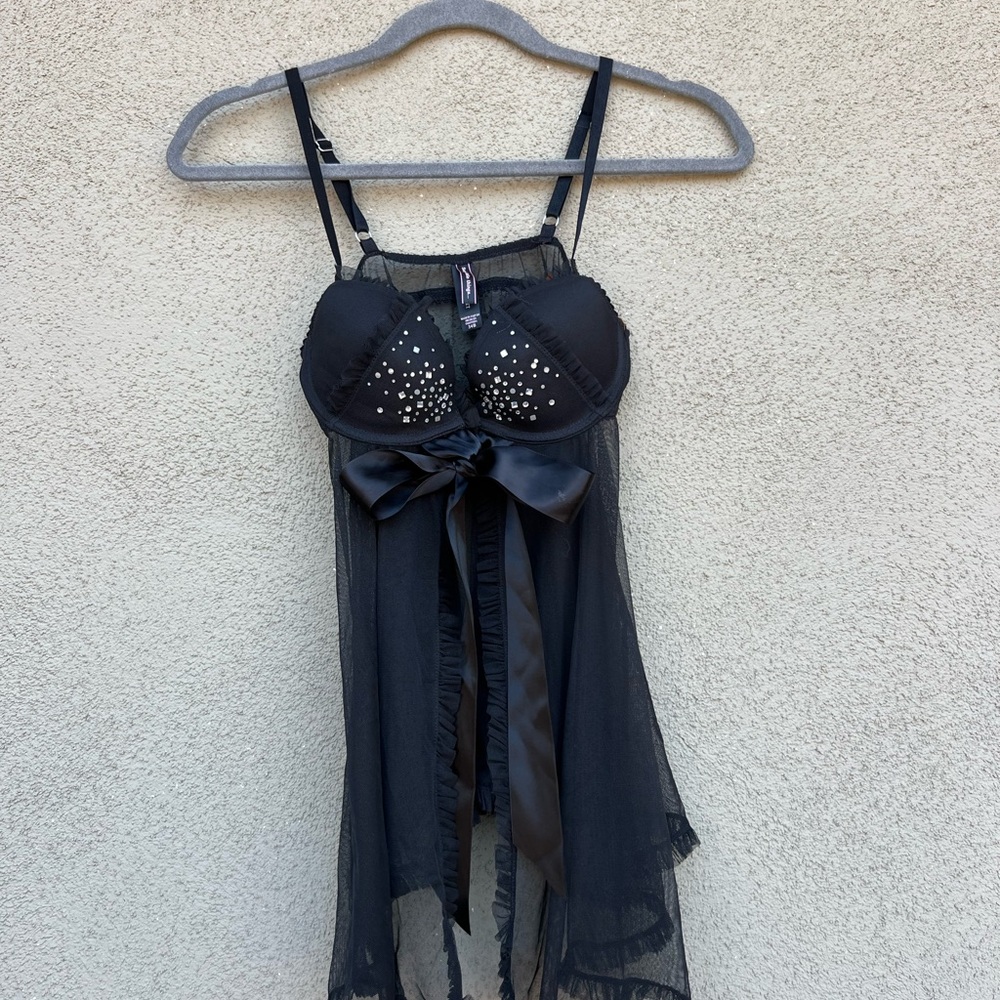 Victorias Secret 2010 Sexy Little things Mesh Lace Bling Bra Teddy Cami Lingerie